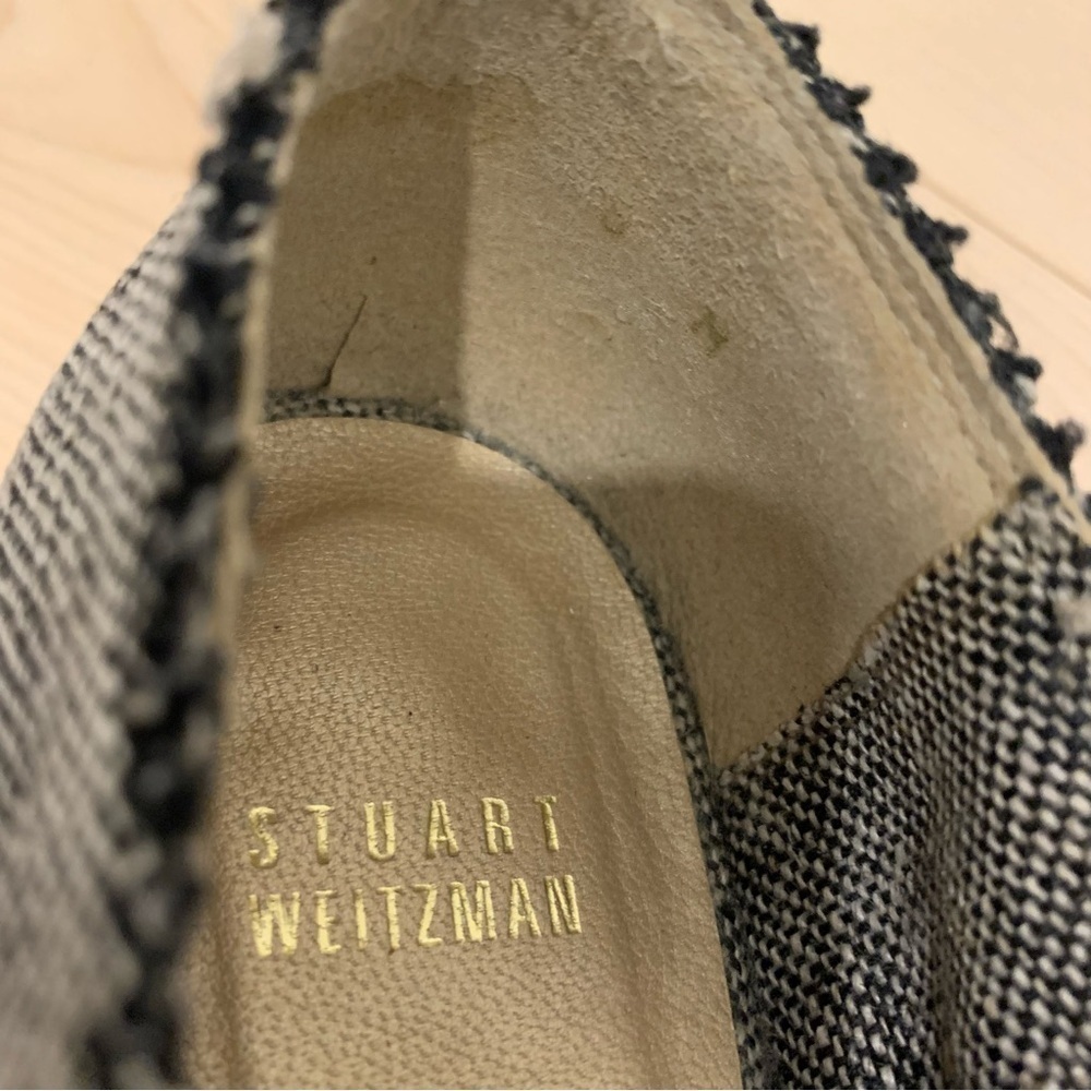 Stuart Weitzman Woven Open Toe Lace-Up Flats Sandals Boho Linen Burlap - Picture 6 of 9